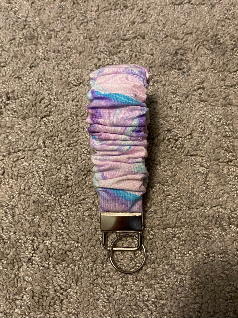 Pastel Purple & Blue Scrunchie Key and Card Holder Wristlet